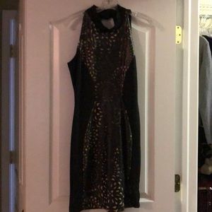 Faux leather Black and Tan Venus Dress